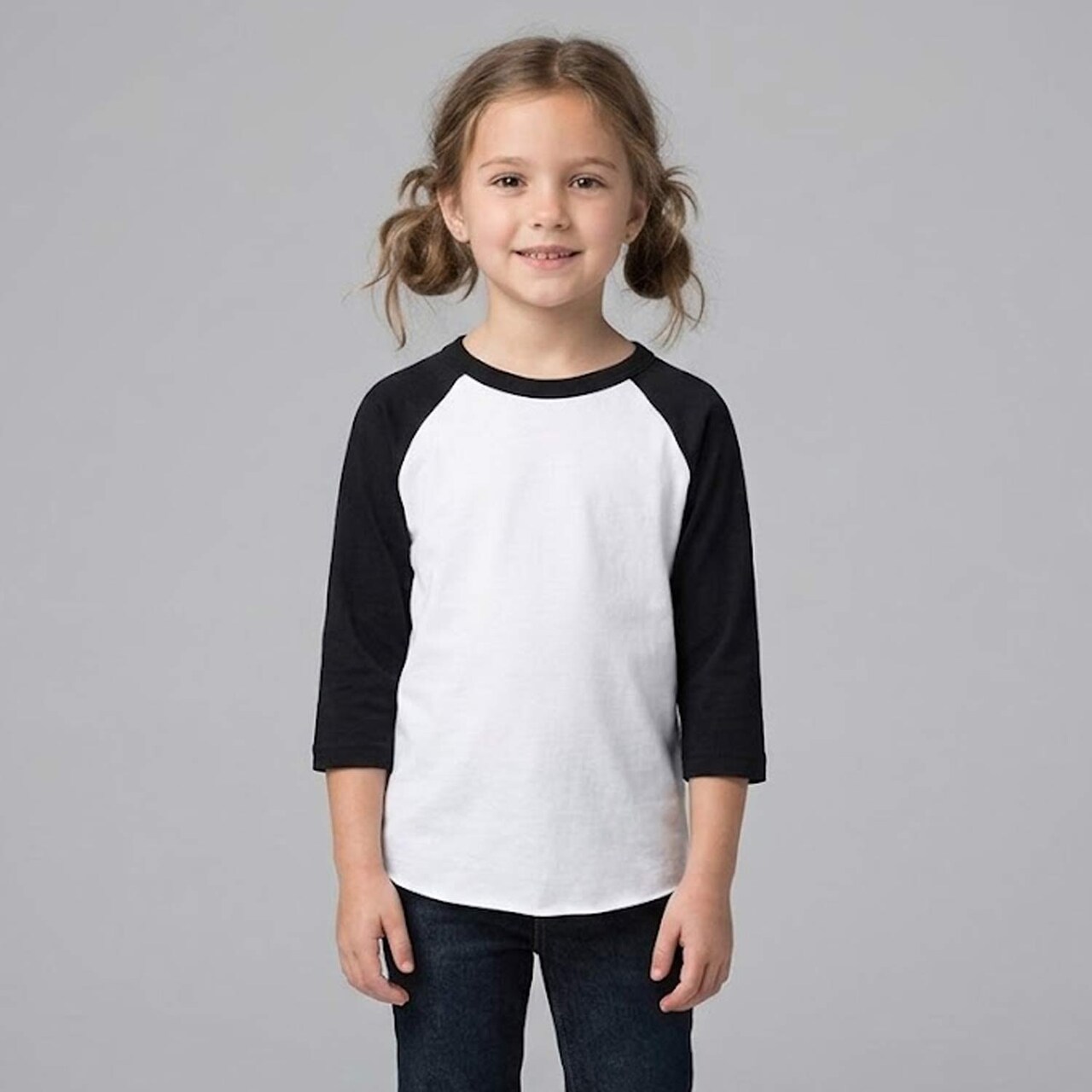BELLA + CANVAS Youth Three-Quarter Sleeve Baseball Tee Raglan Cotton Blend Unisex Kids Sport T Shirt